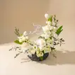 Ivory Cascade Bloom Bowl with Elegant White Florals