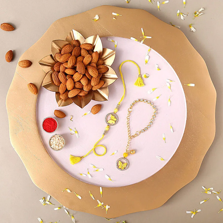 Sneh Butterfly Bhaiya Bhabhi Rakhi & Almonds