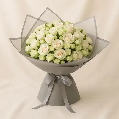 Majestic White Rose n Baby Rose Bouquet