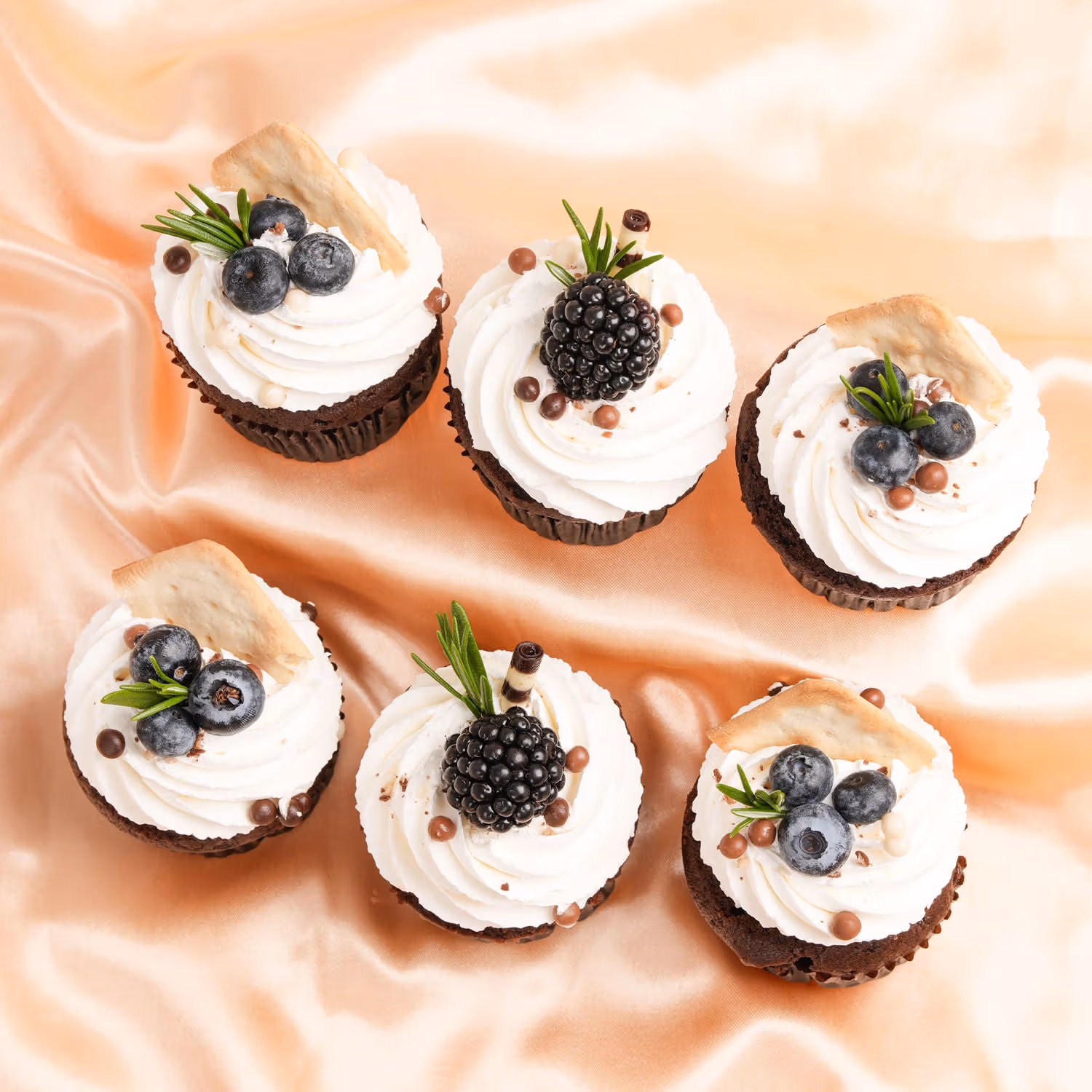 Gourmet Chocolate Cupcakes with Cream Cheese Frosting - 6 Pieces
