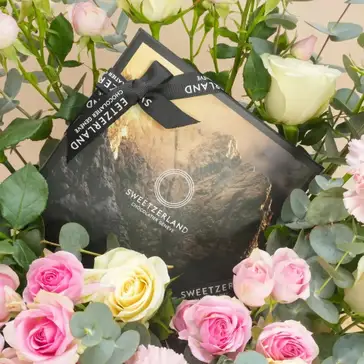 Luxurious Flower Arrangement with Sweetzerland Chocolatier Box
