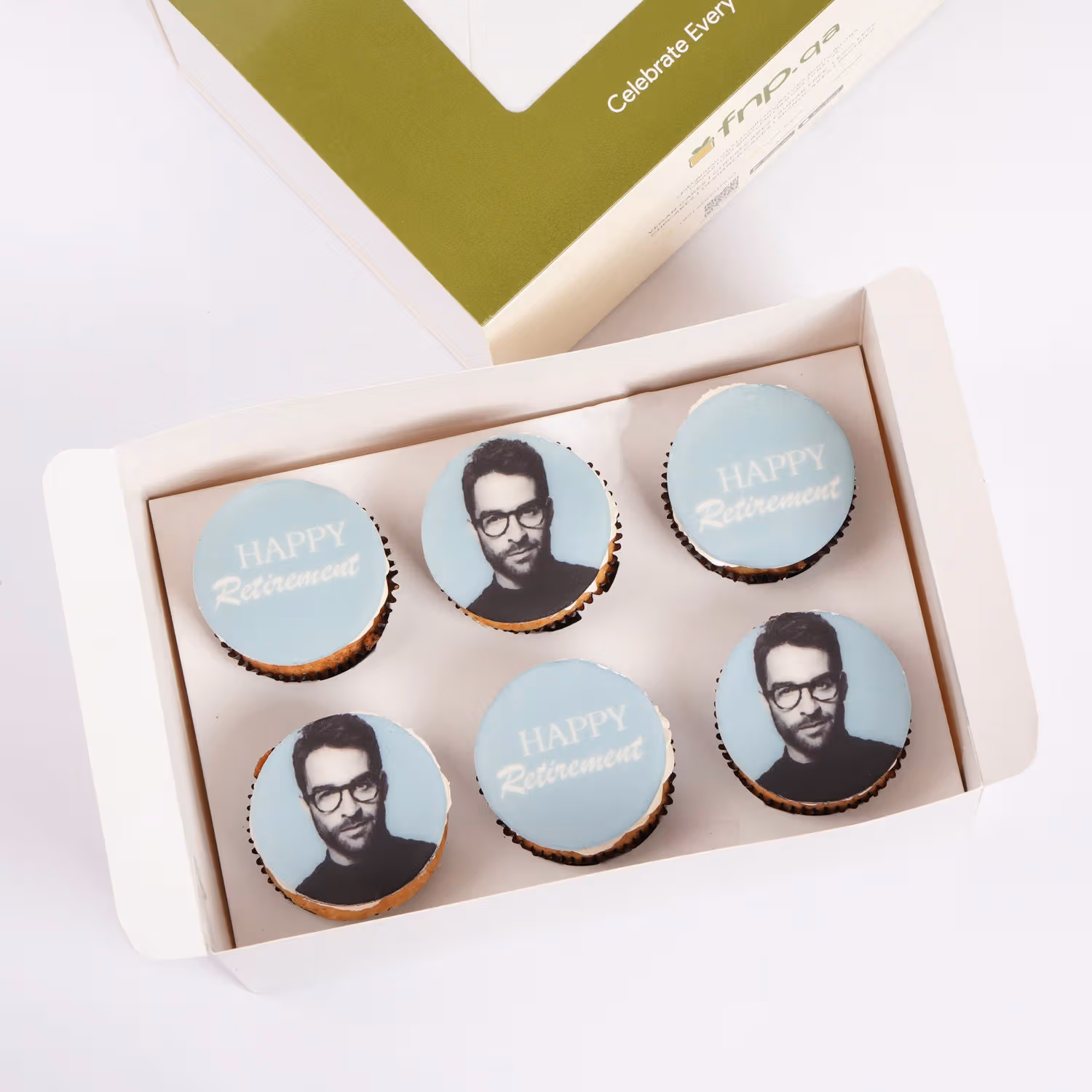 Celebrate with Happy Retirement Blue Theme Chocolate Cupcakes - Set of 6