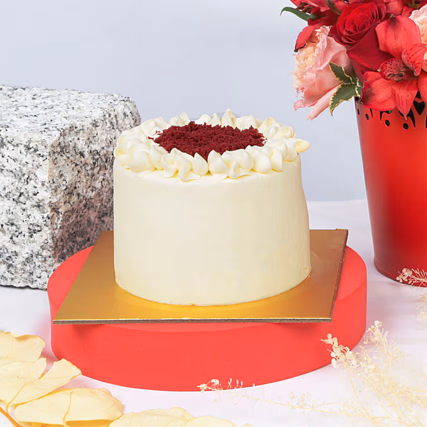 Flowers and Red Velvet Cake Combo