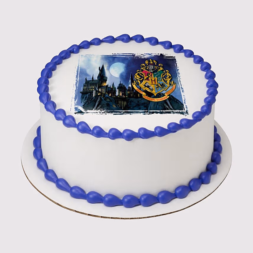 Hogwarts Logo Round Photo Cake