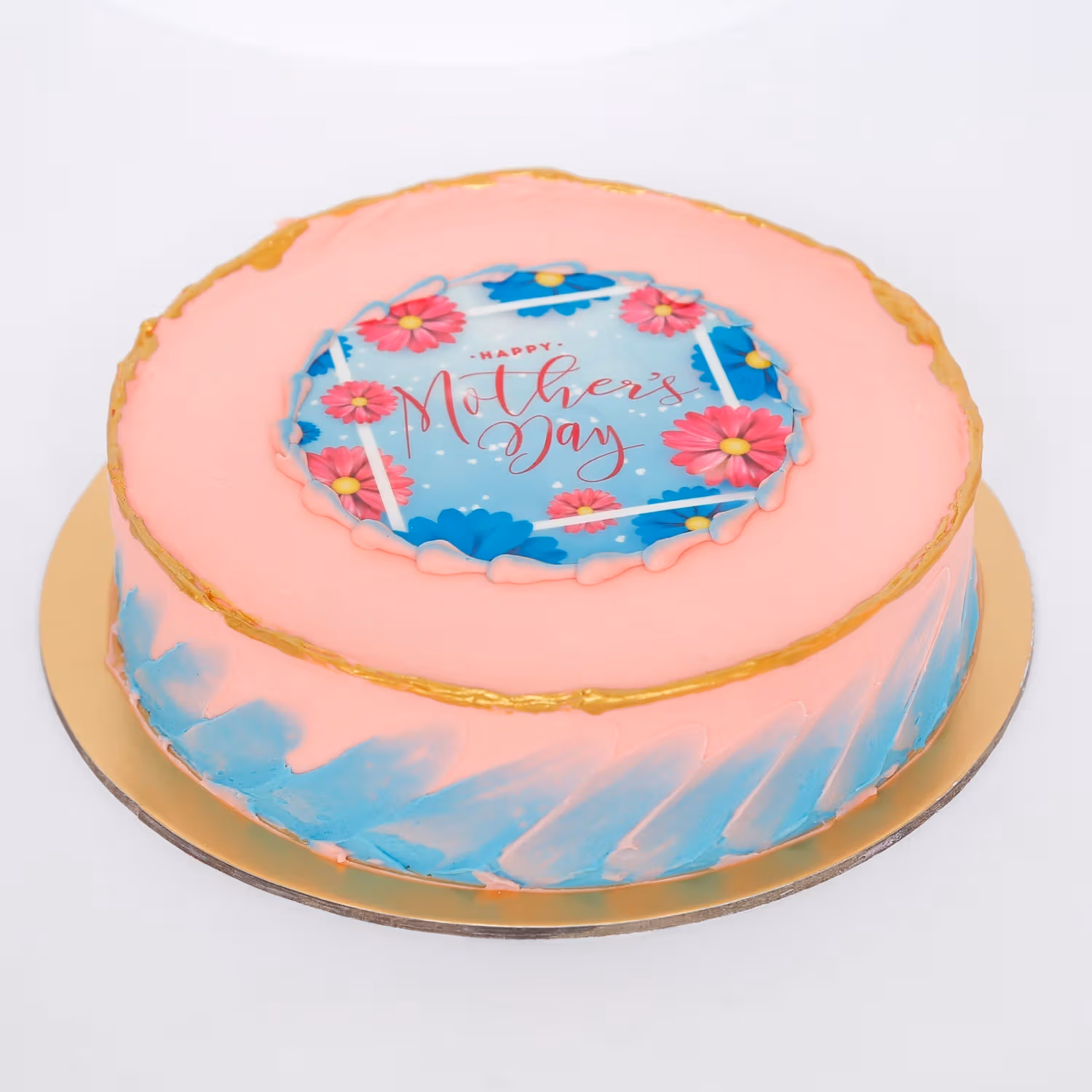 Elegant Pink Flower Bouquet with Delicious Mother's Day Cake