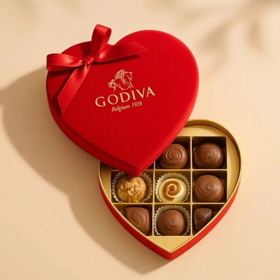 Godiva Red Heart Chocolate Box - 7 Luxurious Belgian Chocolates