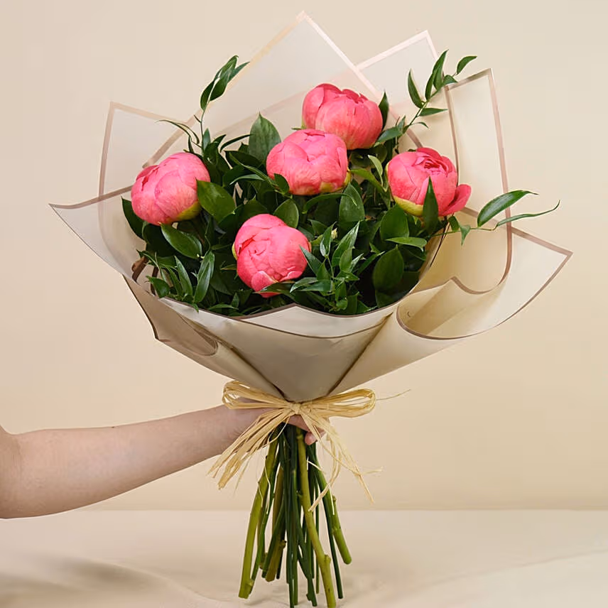 Delightful Coral Peonies Bunch