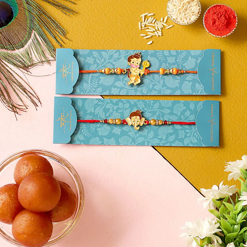 2 Devotional Kids Rakhis & Gulab Jamun Tin