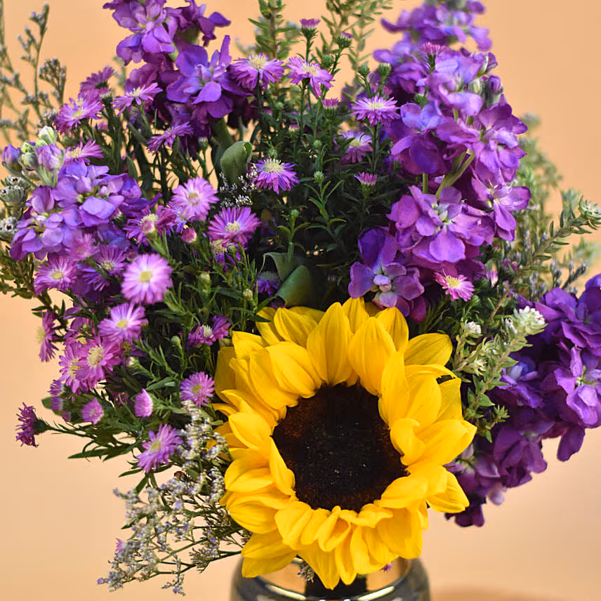 Vibrant Mixed Flowers Designer Vase