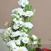 Elegant Anniversary Floral Arrangement with Red Velvet Cake