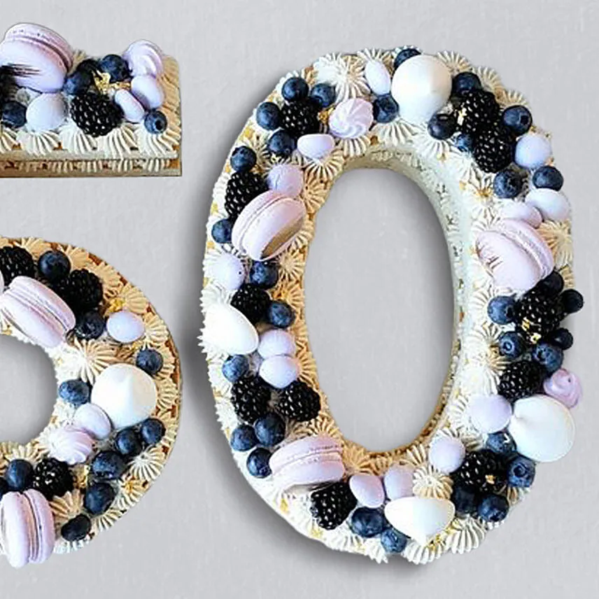 Number 50 Macarons Blueberries Cake
