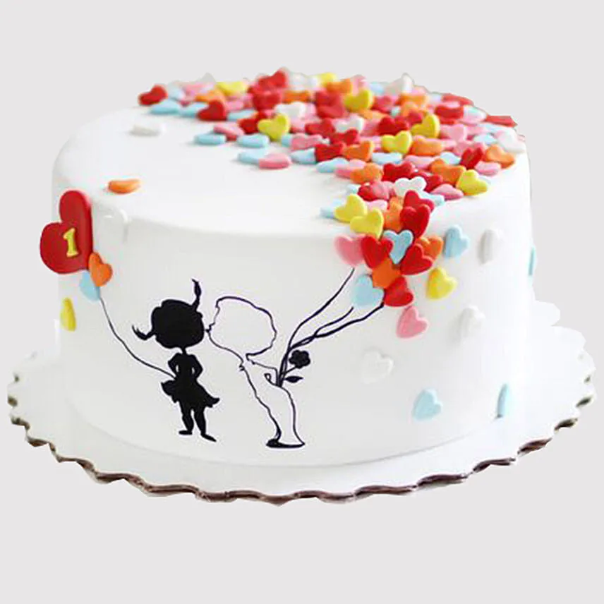 Colourful Engagement Red Velvet Cake