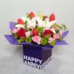 Elegant Tulips, Roses, and Carnations in a Glass Vase - Perfect Anniversary Gift