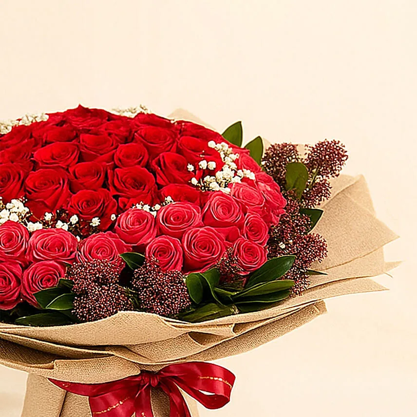 75 Roses and Skimmia Bouquet
