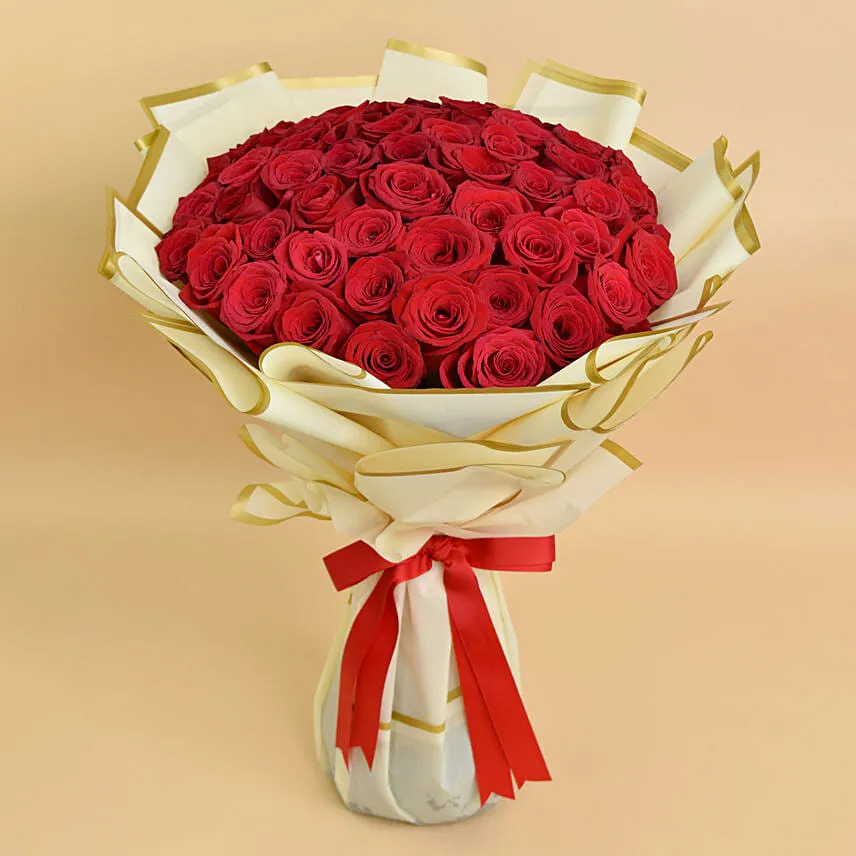 50 Valentine Roses Bouquet For 520 V-Day