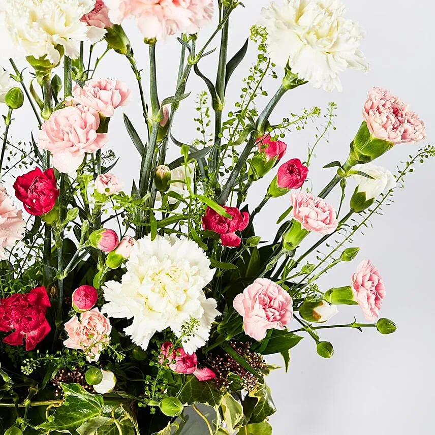 Exclusive Mixed Carnations Glass Vase Arrangement