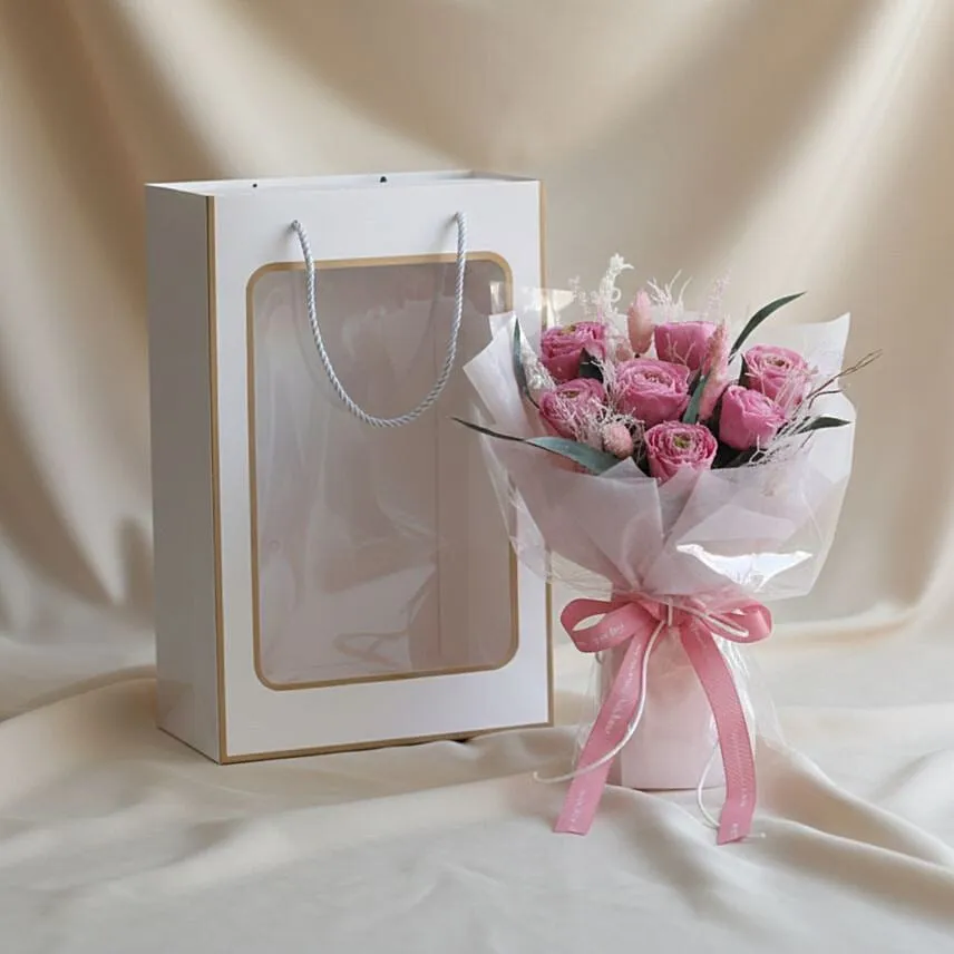 Pink Preserved Roses Bouquet Valentines