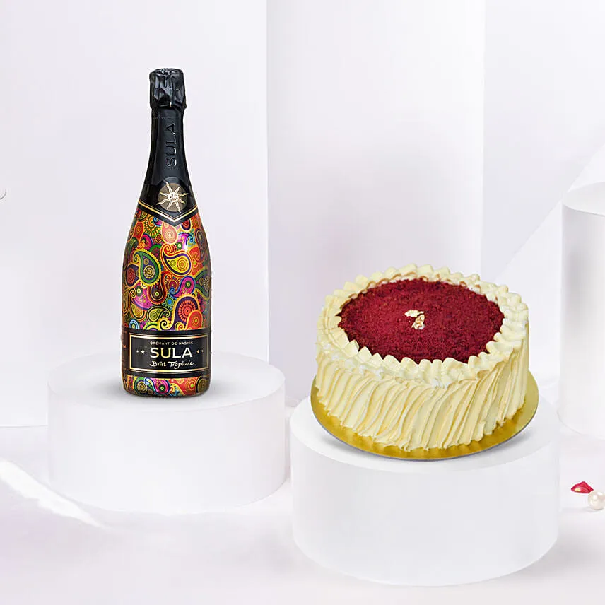 Valentines Wine and Cake Combo