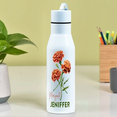 Custom Marigold Flower Stainless Steel Bottle