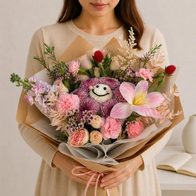 Pink Smile Bloom Buddies Flower Bouquet