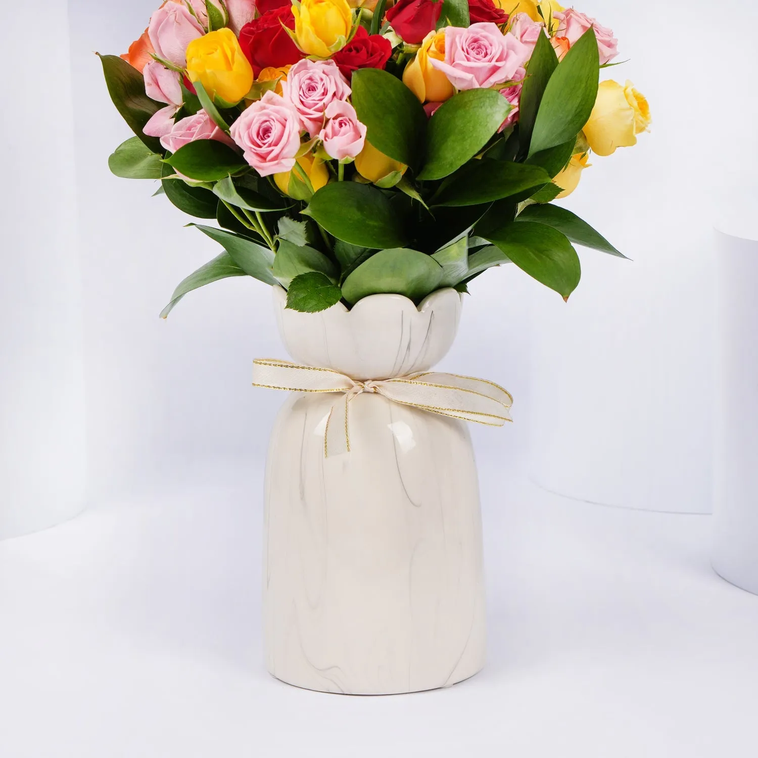 Mixed Color Baby Roses Vase Arrangement | Eid Mubarak