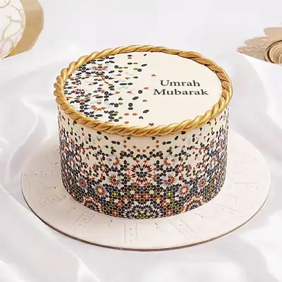 Elegant Umrah Mubarak Red Velvet Celebration Cake - Chocolate