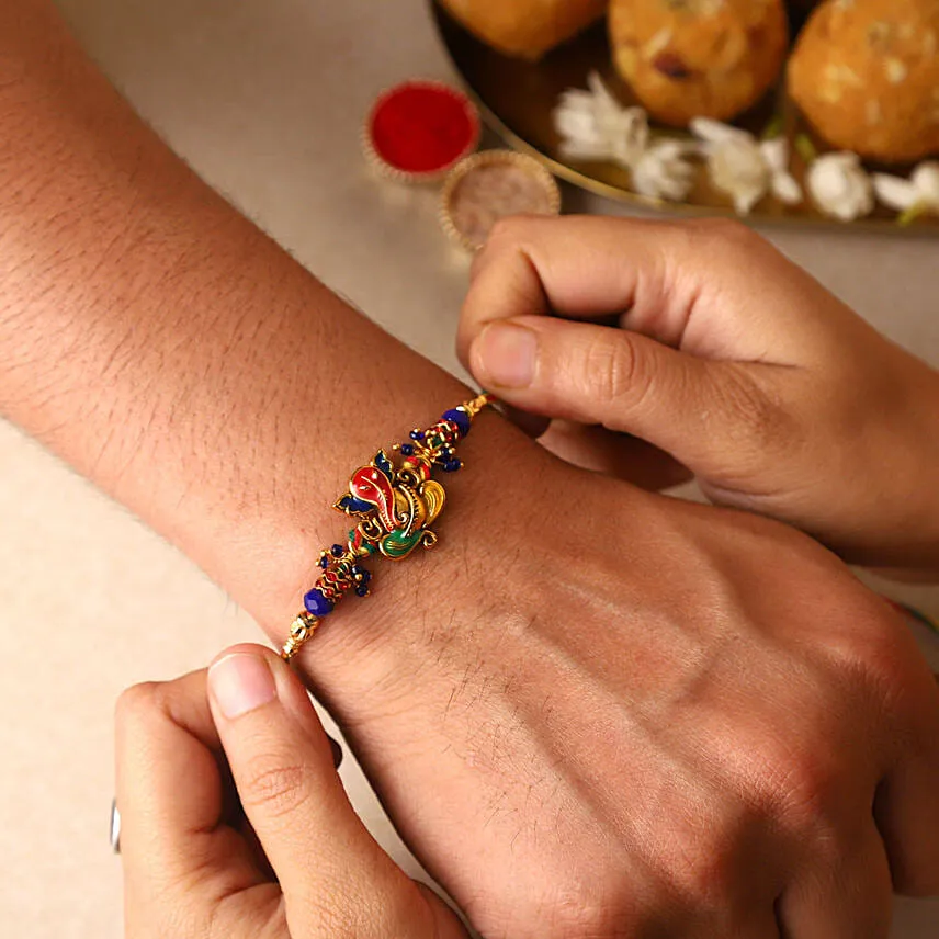 Sneh Auspicious Ganesha Rakhi & Almonds
