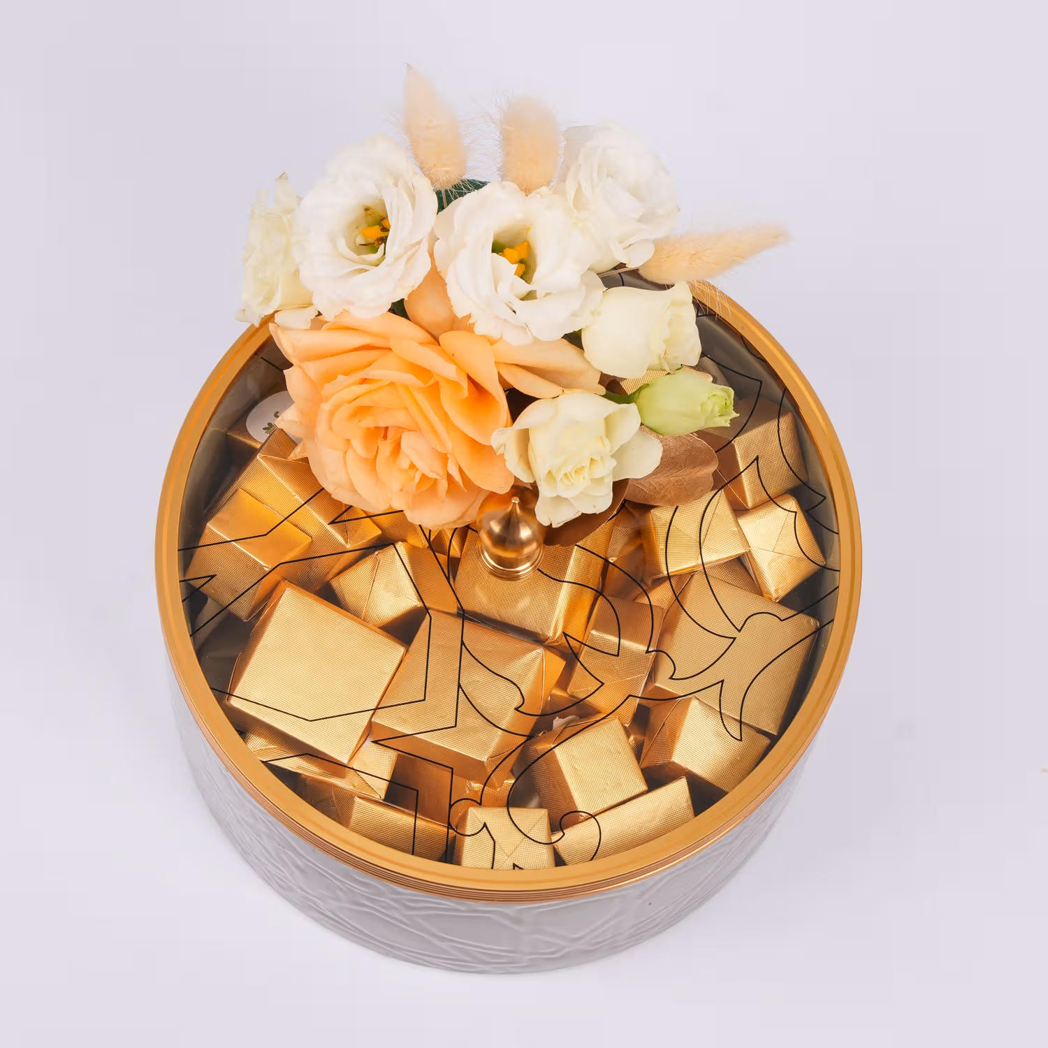 Otantik Home - Gray Chocolate Bowl with Flowers