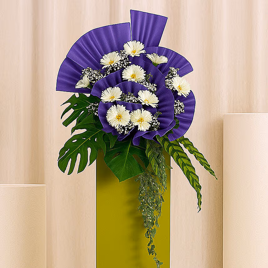 Rest In Heaven Condolence Mixed Flowers Green Stand