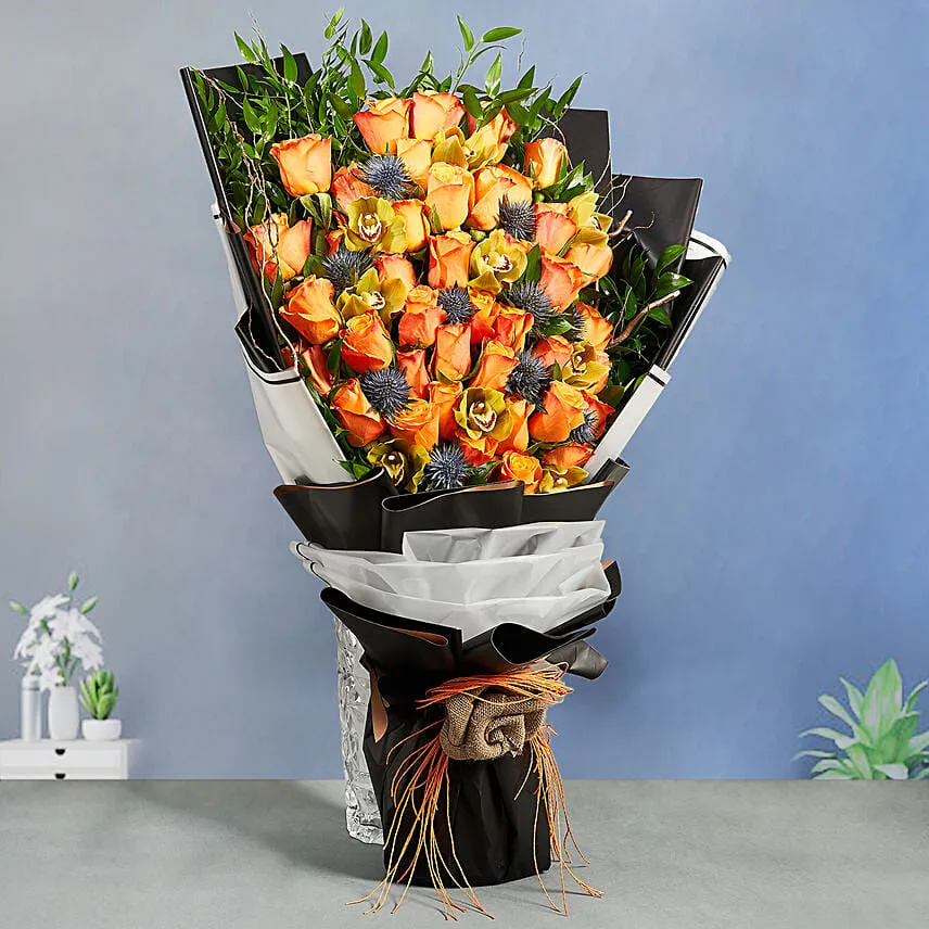 Grand Orange Roses Bouquet