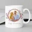 Personalized Happy Anniversary Floral Ceramic Mug