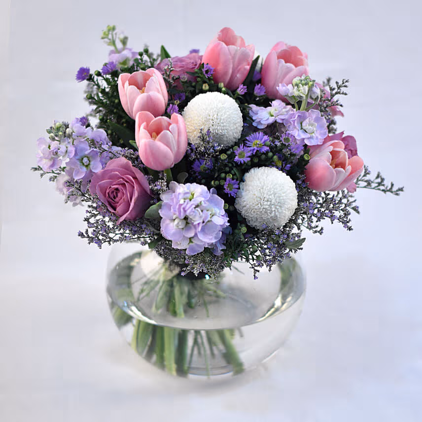 Blissful Flowers Fish Bowl Vase