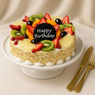 Delicious Birthday Fruit Cake - 8 Portion