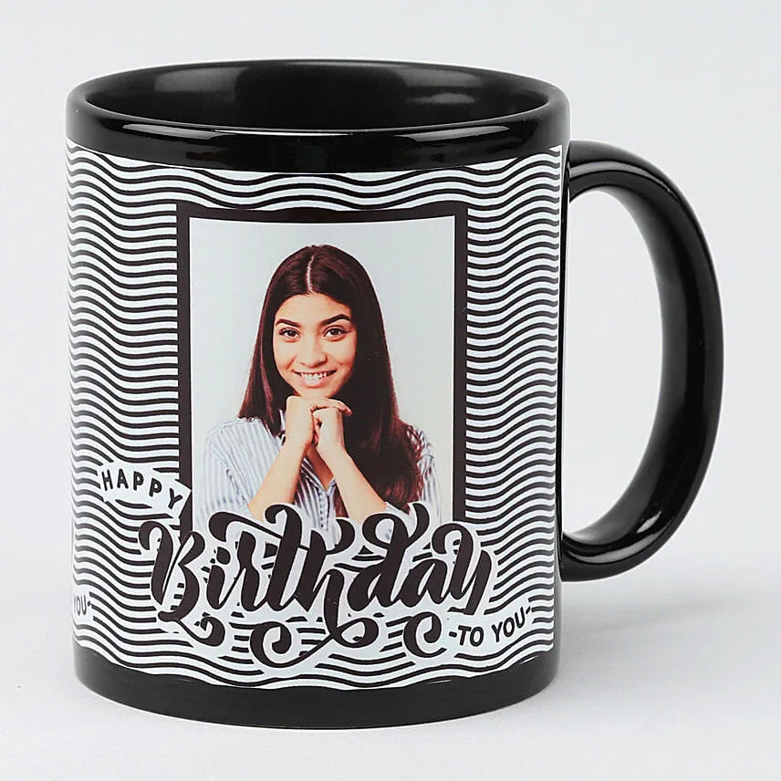 Jade Plant Personalised Black Bday Mug