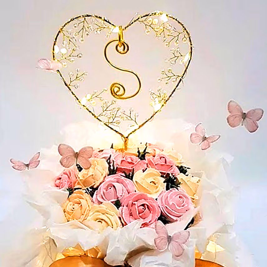 Floral Vanilla Money Pulling Bouquet Cake