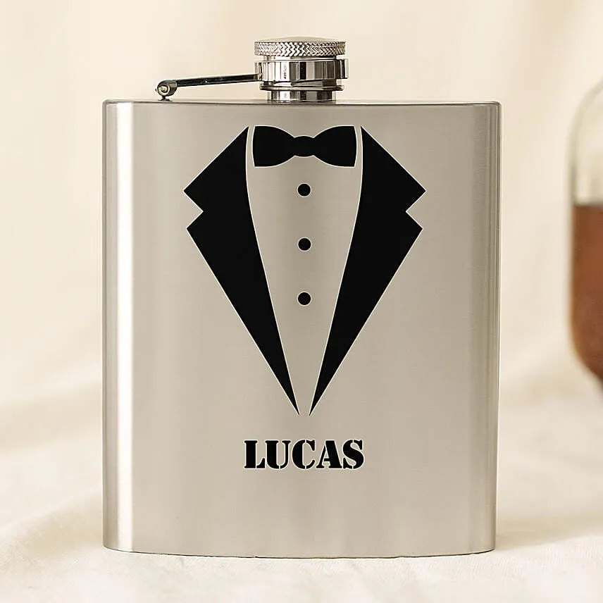 Gentlemen Personalised Silver Hip Flask