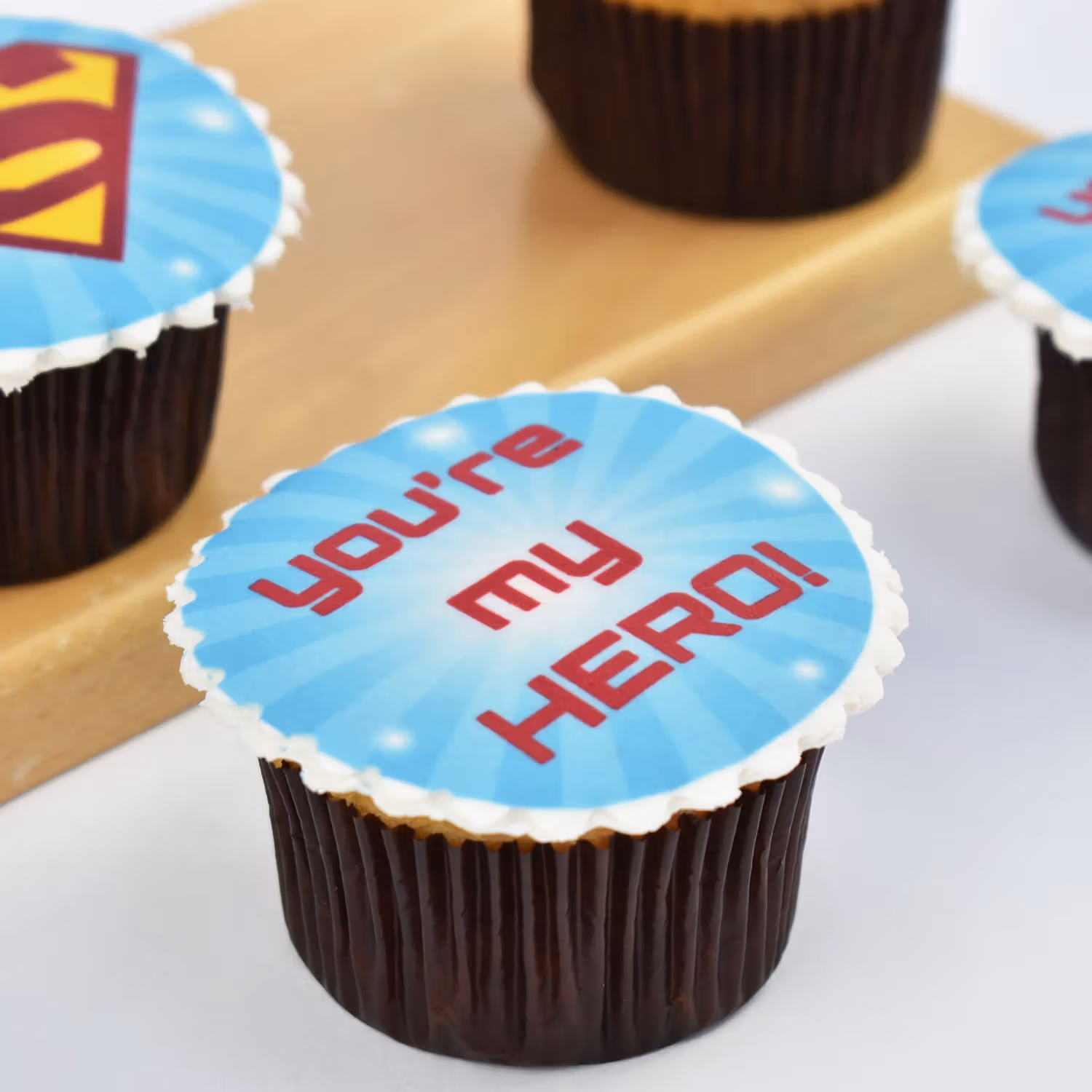 Superhero-Themed Chocolate Cupcakes - 'You're My Hero' Edition