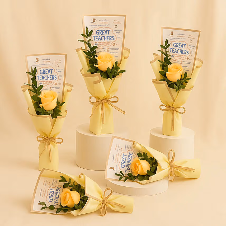 Rose Bouquet Set of 5 for Teacher
