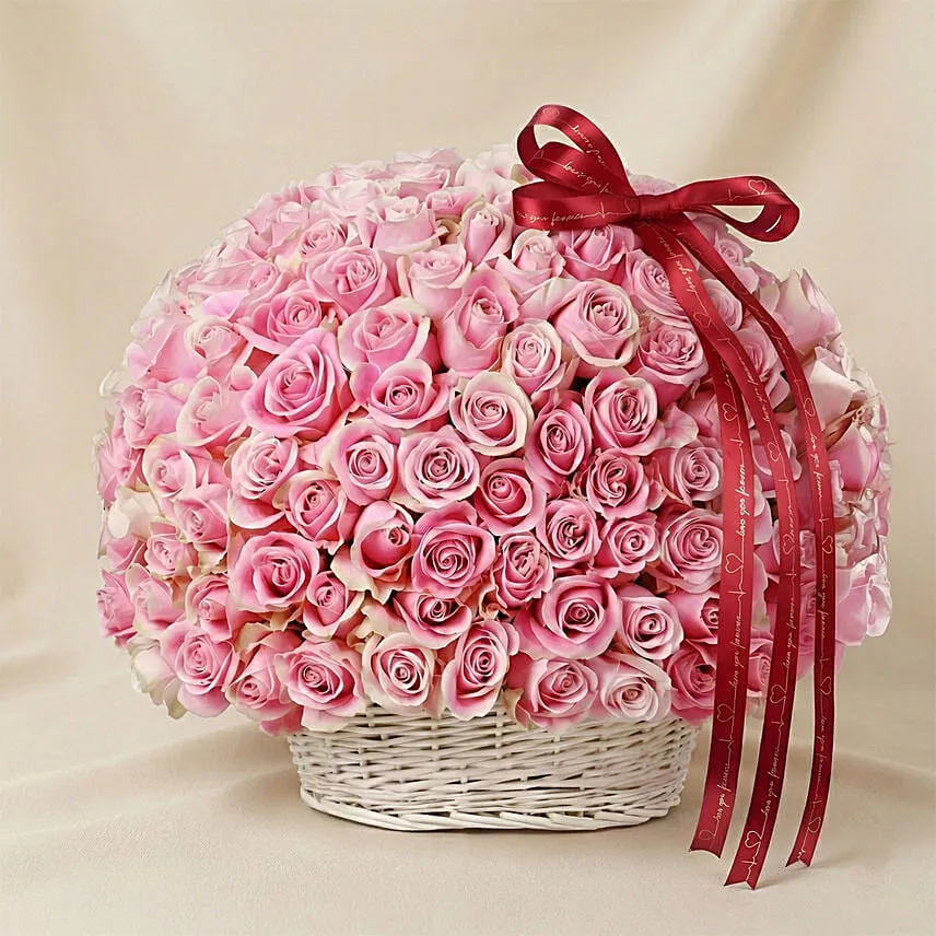199 Pink Roses Basket for Vday