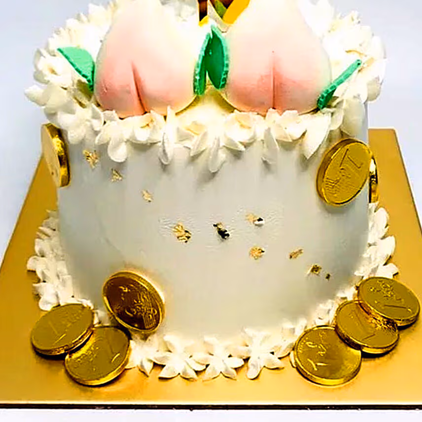 Peach Buns Vanilla Money Pulling Cake