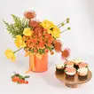 Autumn Elegance Gift Combo: Vibrant Floral Arrangement with Vanilla Cupcakes