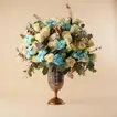 Deluxe Roses n Sky-Blue Tulips Vase