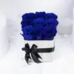 Elegant Blue Forever Roses in Luxurious Silver Vase