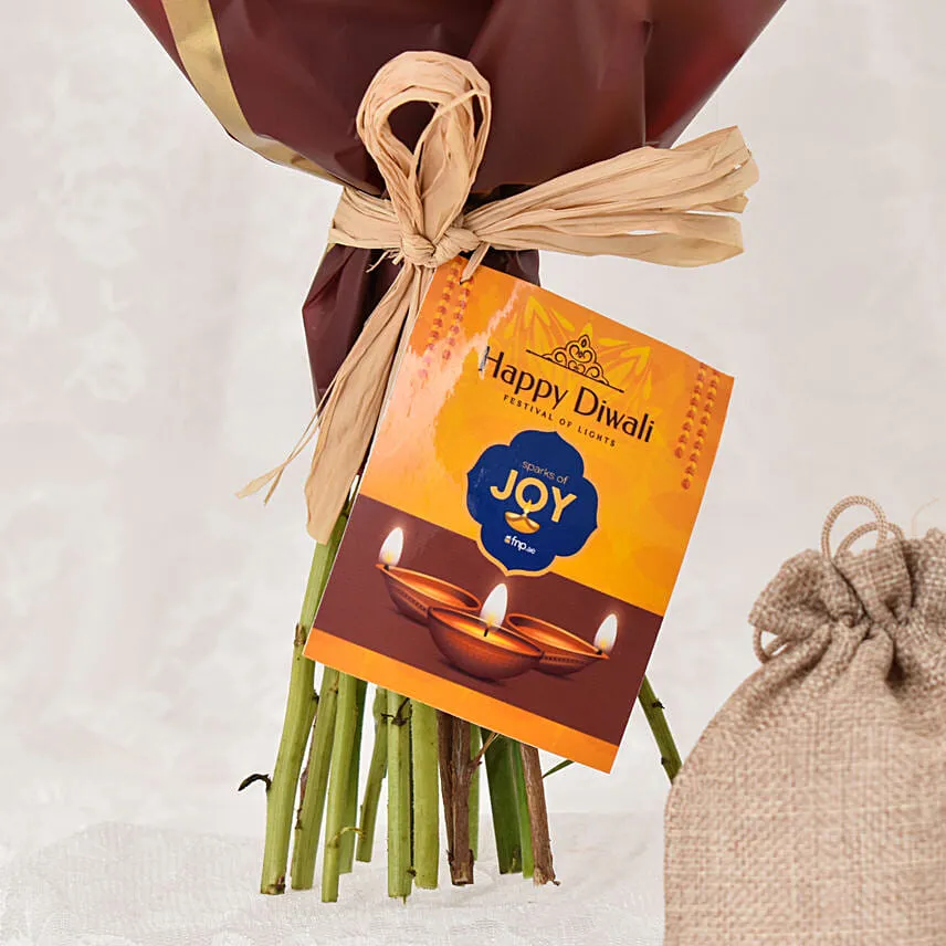 Sparks of Joy Diwali Flower Bouquet With Nuts