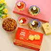 Festive Multi-Color Diyas with Soan Papdi and Almonds Gift Set