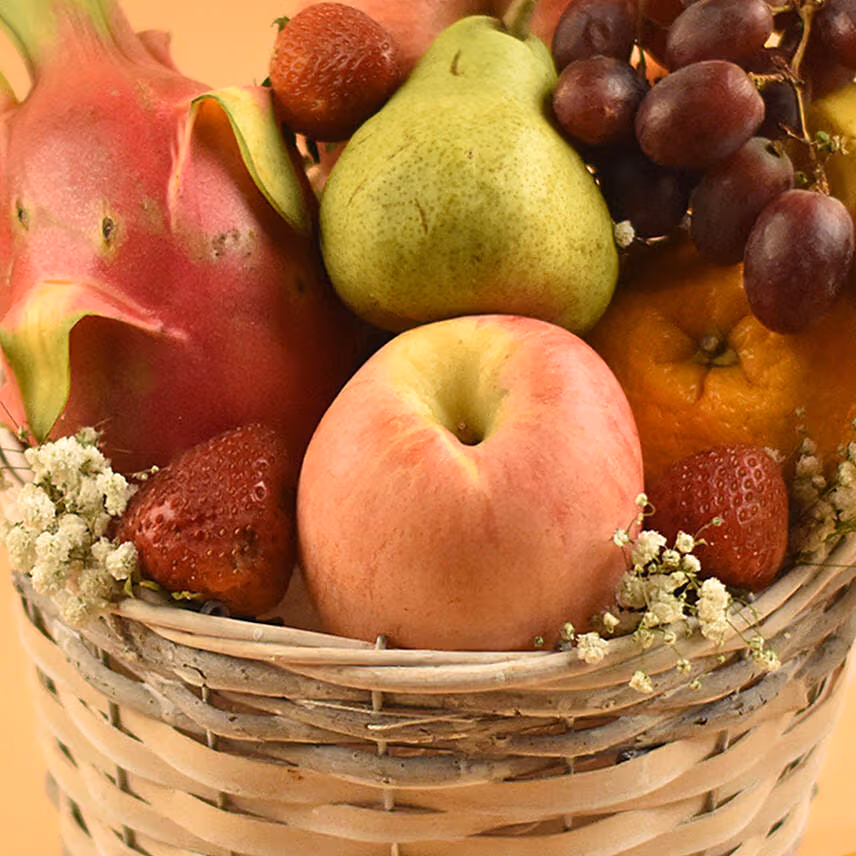 Assorted Healthy Fruits Willow Basket