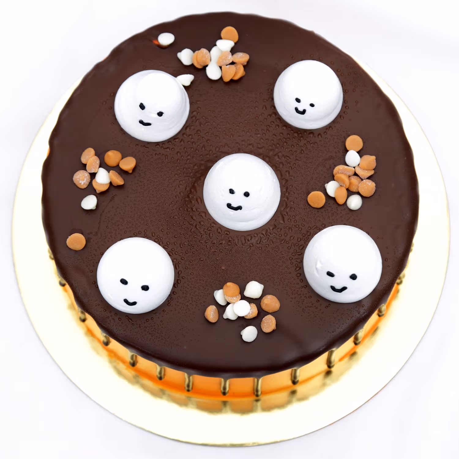 Spooky Halloween Chocolate Cake with Ghost Toppers
