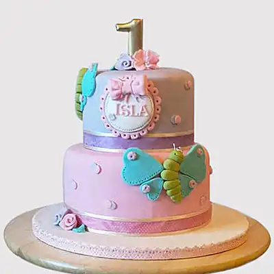 Exquisite 2-Tier Butterfly Birthday Cake - Chocolate Fondant Delight