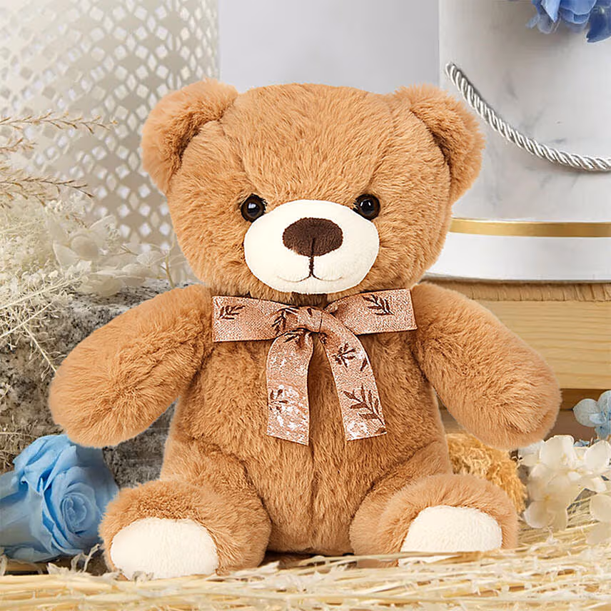 Baby Boy Celebration Flowers Box with Teddy