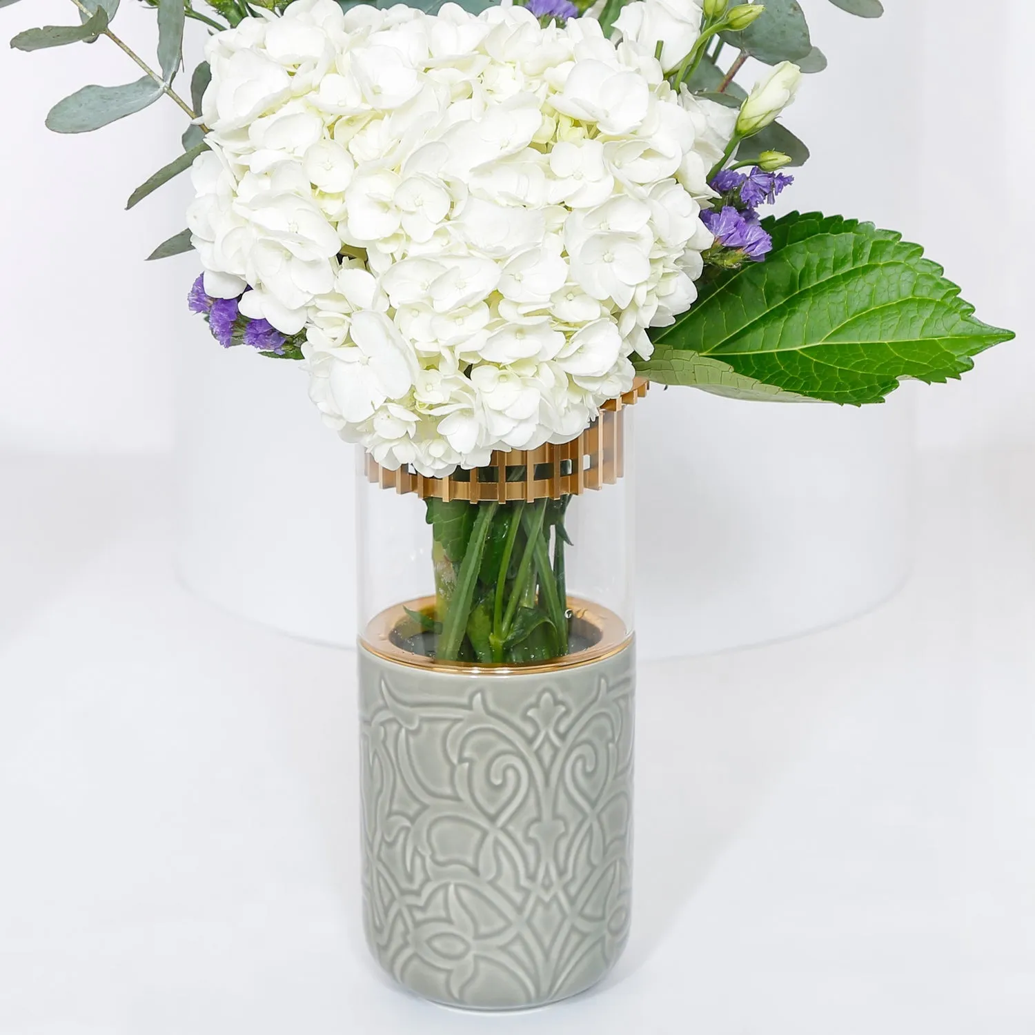 White Hydrangea Vase Arrangement